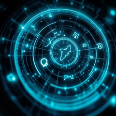 Obraz premium Zodiac match, holographic signs, digital glow