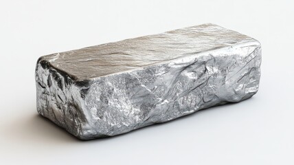 A shiny metallic block showcasing a smooth surface, ideal for industrial and artistic concepts.