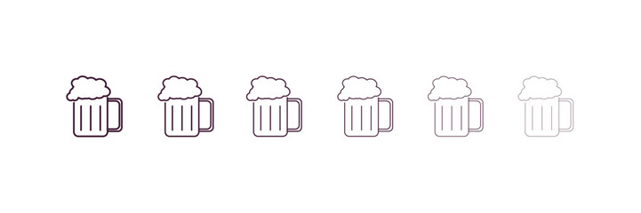 beers  outline icon. Linear vector from food concept. 6 different line style beers  icon included thin, light, regular, medium, bold, black