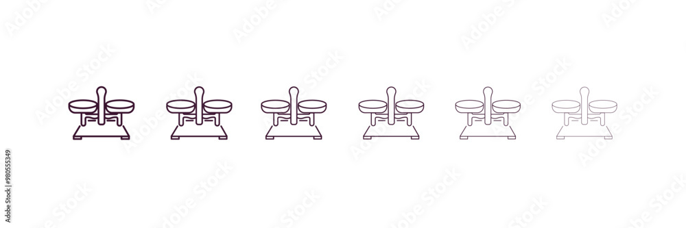 Poster scale balanced tool outline icon. linear vector from food concept. 6 different line style scale bala