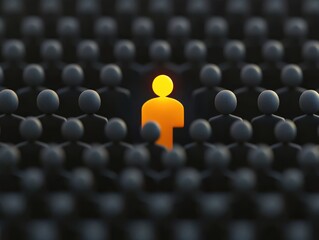 Fototapeta premium Leadership and Individuality Concept with Yellow and Black Figures. Stand out from the crowd