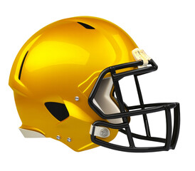 Fototapeta premium A side view of a yellow & black American football helmet with a transparent background.