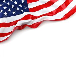 Obraz premium American Flag Waving Wind White Background