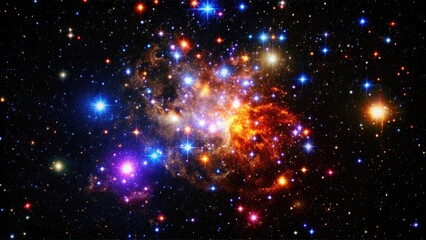 Obraz premium Colorful cosmic nebula with stars scattered across the universe.