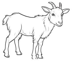 Goat on a white background goat art line coloring page 
