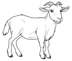 Goat on a white background goat art line coloring page 