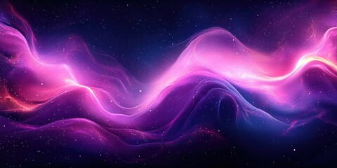 Obraz premium Abstract cosmic waves in vibrant pink and purple hues.