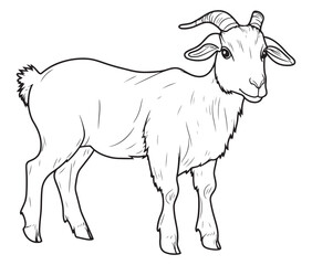Goat on a white background goat art line coloring page 