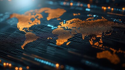 Global portfolio visualized as different sectors growing on a 3D map, investment sectors, portfolio diversity