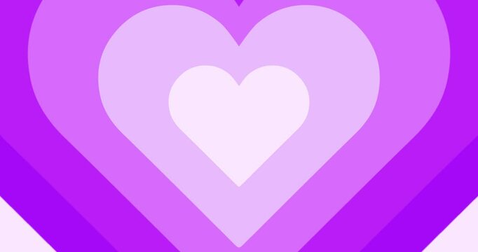 Moving hypnotic Heart in fast motion. Seamless Psychedelic hearts for Valentines day concept or festive day. Purple color