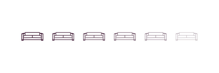 couch  outline icon. Linear vector from furniture concept. 6 different line style couch  icon included thin, light, regular, medium, bold, black