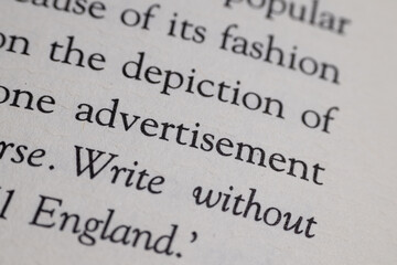 font text on paper in book strings macro photography close up printing object view novel background...