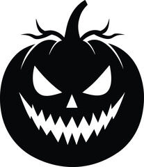 Halloween pumpkin silhouette vector art on white background