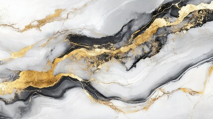 Abstract Art: White, Black, and Gold Swirling Design - Beautiful Patterns in Nature