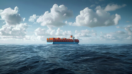 A ship for transporting cargo containers and also unloading it at the docks of a cargo port. AI Generated