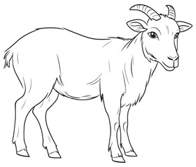 Goat on a white background goat art line coloring page 