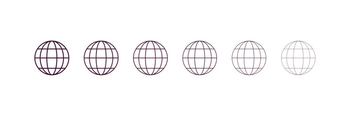 globe  outline icon. Linear vector from furniture concept. 6 different line style globe  icon included thin, light, regular, medium, bold, black