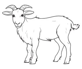 Goat on a white background goat art line coloring page 