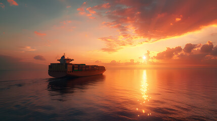 Obraz premium A ship for transporting cargo containers and also unloading it at the docks of a cargo port. AI Generated