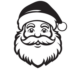 Cartoon Illustration of Santa Claus Face Character for Coloring Book