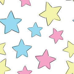 seamless pattern with stars. hand drawn background, texture with decor elements vector