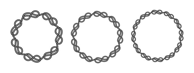 8 knot rope seamless pattern circle frame border template background vector Illustration