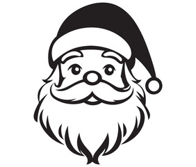 Cartoon Illustration of Santa Claus Face Character for Coloring Book