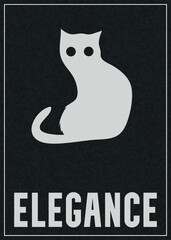 Cat elegance poster. Cat black poster