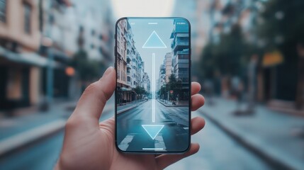 Minimalist arrows in augmented reality content, appearing as sleek, transparent guides within AR interfaces.