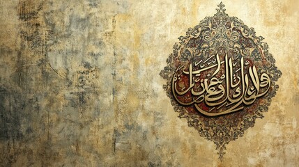 Islamic background with calligraphy for wall art, featuring elegant script and patterns for a stylish home or office decor.
