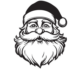 Cartoon Illustration of Santa Claus Face Character for Coloring Book