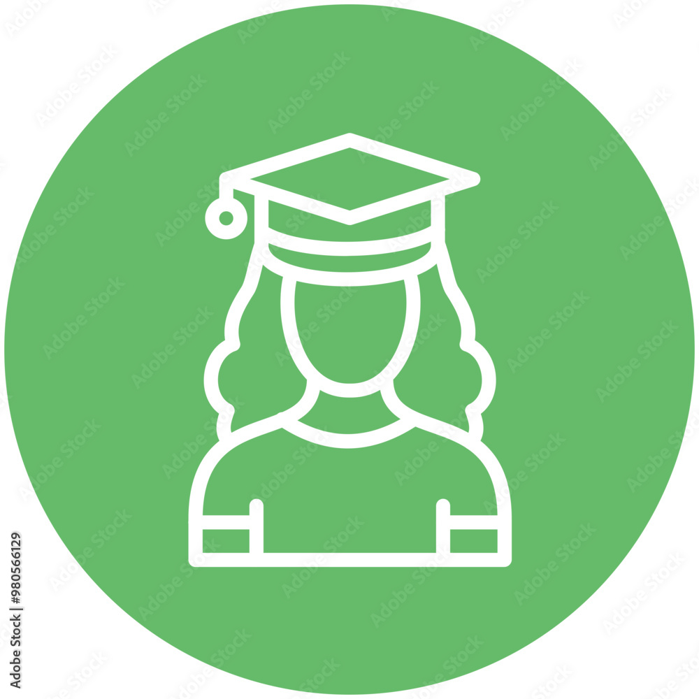 Sticker Female Graduate vector icon illustration of School iconset.