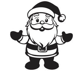 Cartoon Illustration of Santa Claus Character for Coloring Book