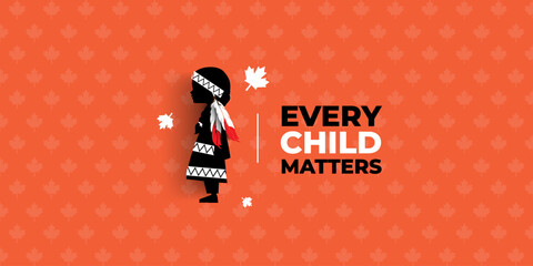 National Day of Truth and Reconciliation banner, Every Child Matters design concept, September 30. Vector Illustration