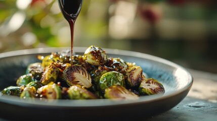 Crispy Brussels Sprouts with Balsamic Glaze