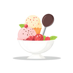 Flat design illustrations Ice Cream Scoop and Bowl