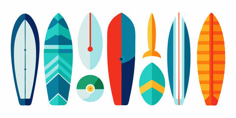 surfboard element collection white background