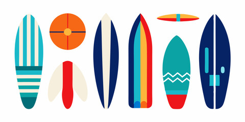 surfboard element collection white background