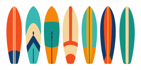 surfboard element collection white background