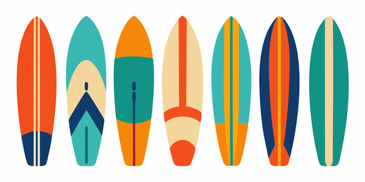 surfboard element collection white background