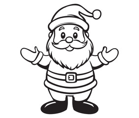 Cartoon Illustration of Santa Claus Character for Coloring Book