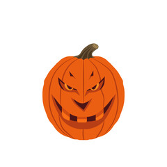 Fearsome pumpkin face with creepy eyes and scary grin for Halloween decoration and trick-or-treat tradition, Vector flat illustration design