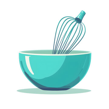 teal bowl with whisk, cooking clip art preview