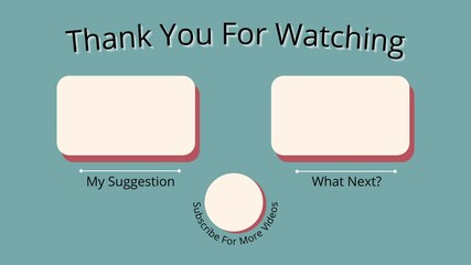 illustration of an background, A clean and minimalist YouTube end screen design featuring space for video recommendations, a subscribe button, and social media icons.