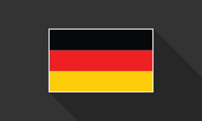 Flag of Germany with long shadow on gray background. Vector banner or background template
