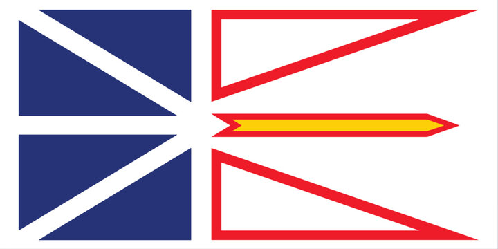 The official flag of the Canadian Province of Newfoundland and Labrador. Vector illustration
