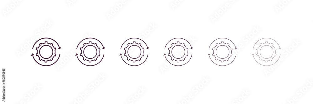 Poster processing outline icon. linear vector from ai and tech concept. 6 different line style processing i