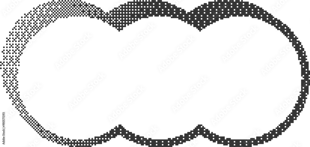 Poster pixel pattern frame. bitmap window. dotted dither graphic element. noisy arcade game gradient arc. g