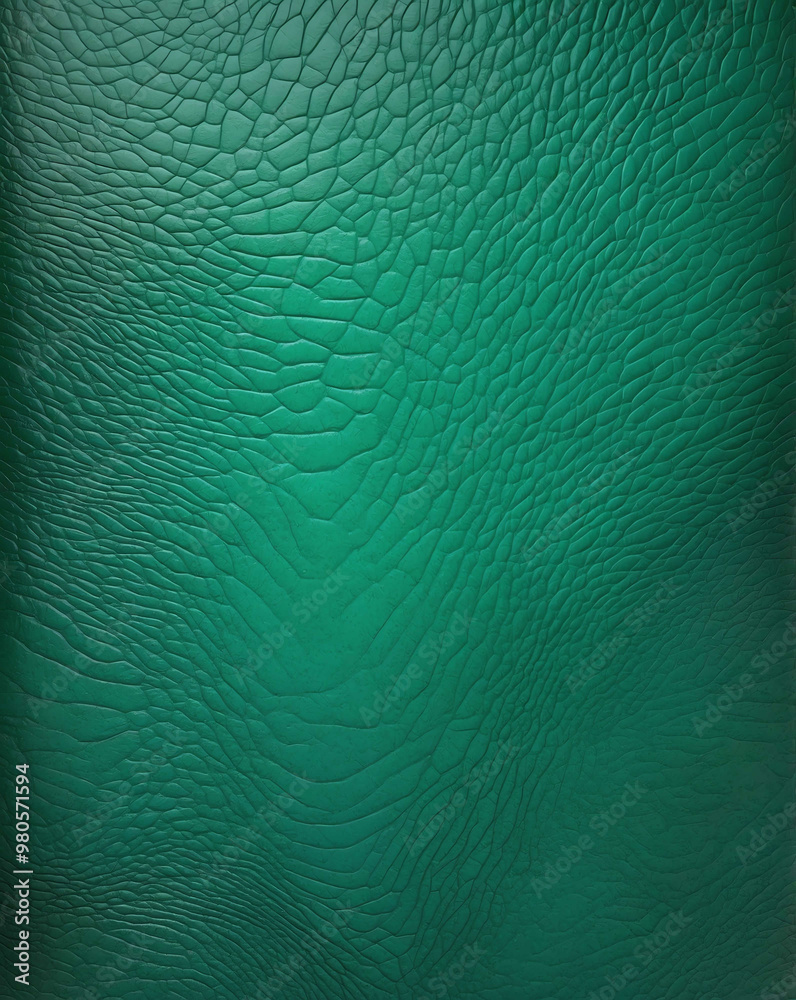 Sticker Embossed leather texture with emerald green to forest green gradient