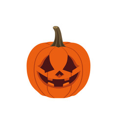Scary pumpkin with evil eyes and smiling face, for Halloween decoration and trick-or-treat tradition, Vector flat illustration design